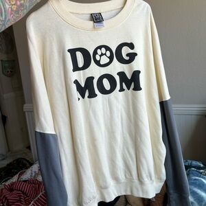 Xxl New cream and grey dog mom oversized sweatshirt